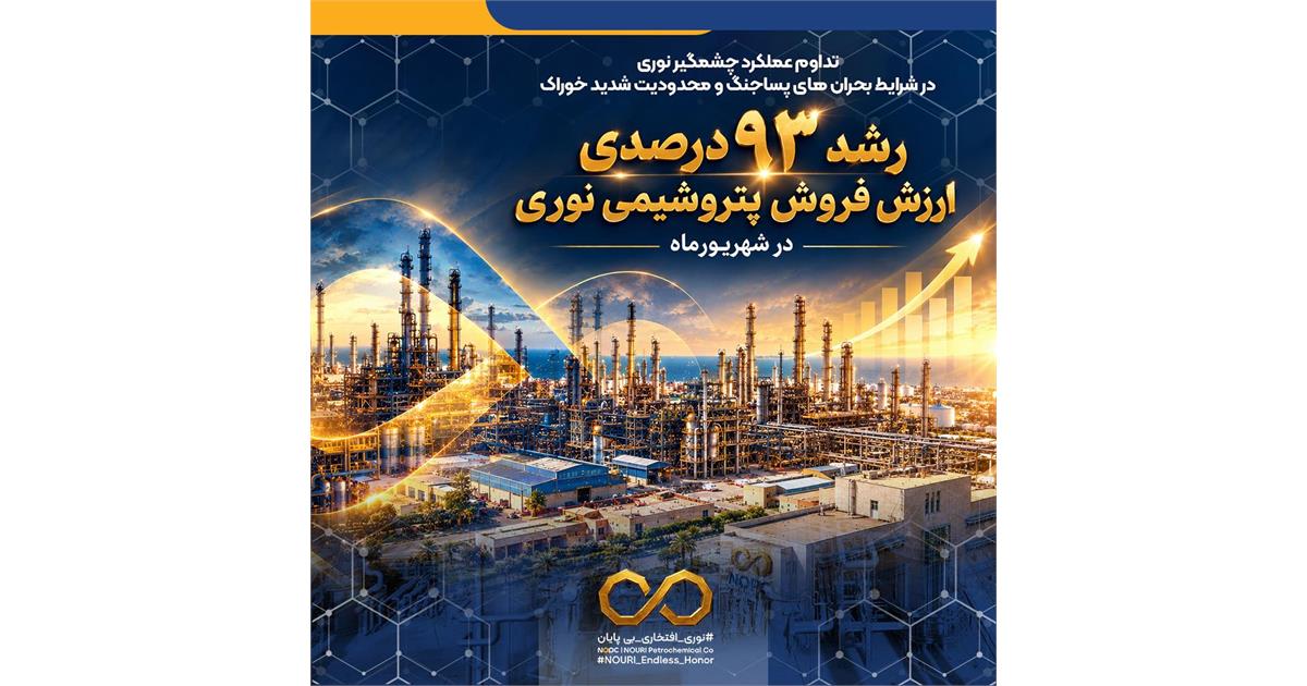 رشد 93 درصدی ارزش فروش پتروشیمی نوری در شهریورماه